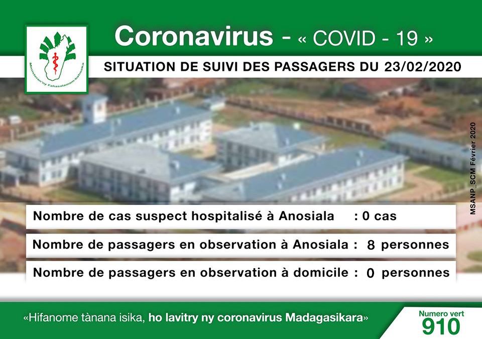 Situation du COVID-19 du 23 Fevrier 2020