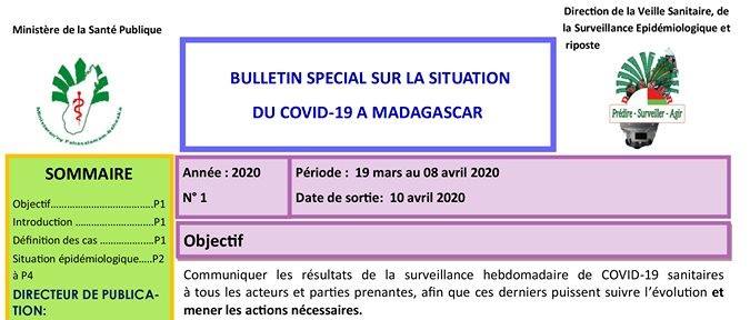 Bulletin épidémiologique n°1 du Covid 19